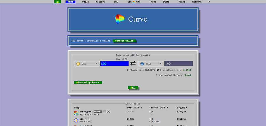 Биржа CURVE FINANCE