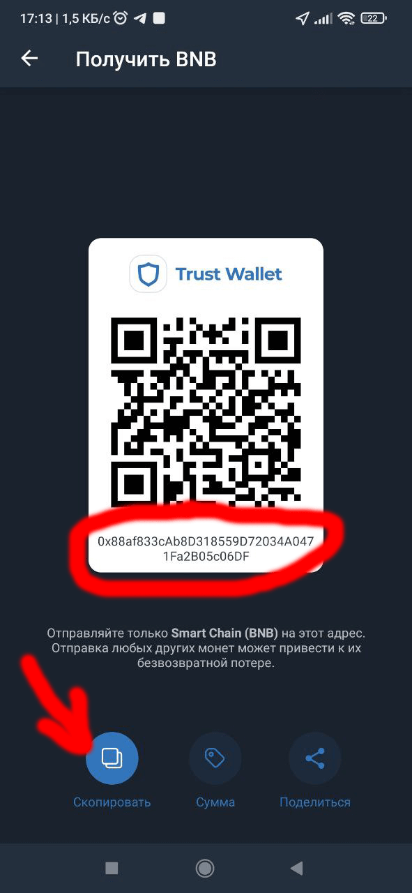 Trust Wallet как посмотреть адрес кошелька 5
