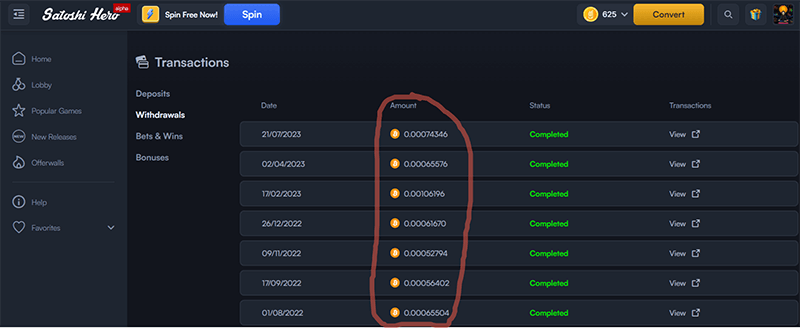 Satoshi Hero вывод криптовалюты