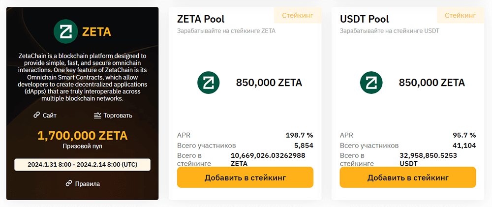 Пример пула на бирже Bybit